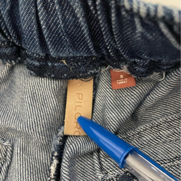 Anthropologie Pilcro Cottage Utility Cargo Blue Chambray Denim Drawstring Pants - Picture 8 of 16